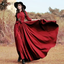BOSHOW Autumn New Arrivals Women Vintage&Retro Preppy Style Slim Long Sleeve Single Breasted Belt X-long Trench Style Dress