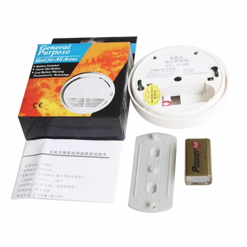 

Photoelectric Type Alarm Security Smoke Tester Alarm System Fire Protection Alarm Detector Low battery warning tamper resistant