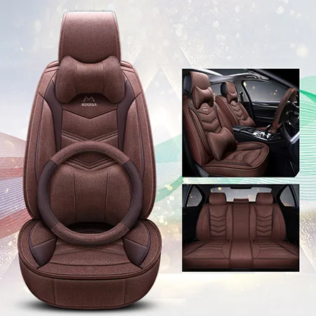 Передний+ задний) универсальные льняные чехлы для сидений автомобиля Volvo 850 s40 s60 s80 s80l v40 v50 v60 v70 xc60 xc70 xc90 2010 2009 2008 - Название цвета: Coffee Deluxe
