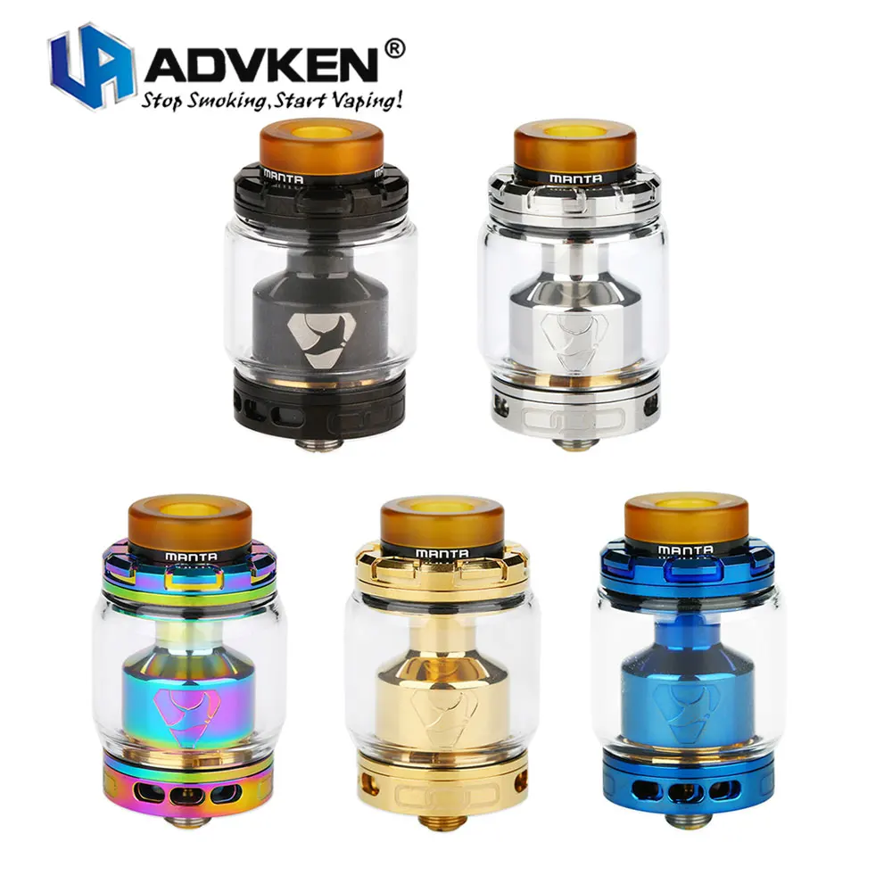 Hot Original Advken MANTA RTA Tank 5ml Capacity Top Filling 810 Drip Tip manta atomizer with 24mm Diameter Vape Tank vs Zeus RTA