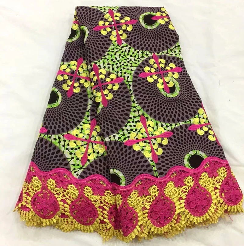 

African Wax Print Fabric Embroidery Wax Lace For Clothes Cord Lace Guipure Lace Fabric For Wedding Dress