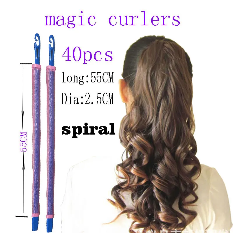 

2colour 40pcs 55 cm 2.5 cm wide large magic curler sets will not hurt the hair, no heat, hair rollers ,hair accessory tool set