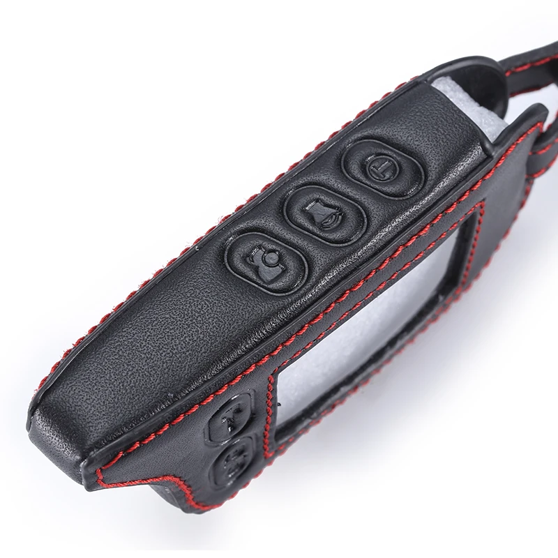

Remote Two Way Car Alarm leather Case Cover key Chain For Tomahawk TZ9010 TZ9030 LCD Remote