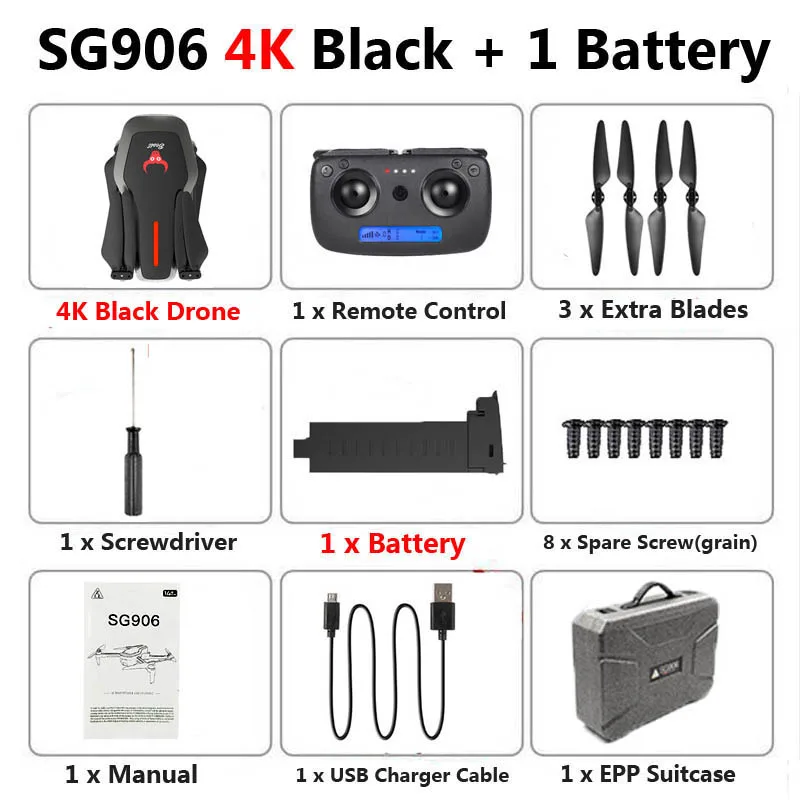 SG906 Профессиональный GPS 5G складной Дрон с камерой 4K WiFi FPV широкоугольный оптический поток бесщеточный Радиоуправляемый квадрокоптер вертолет игрушки - Цвет: Black 4K 1b Portable