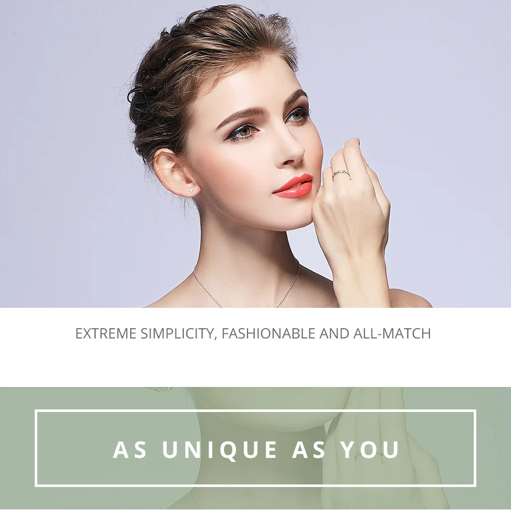 Bamoer 925 Sterling Silver Forever Love Heart Finger Ring Original Jewelry Gift Stackable Bague Korean Jewelry PA7108