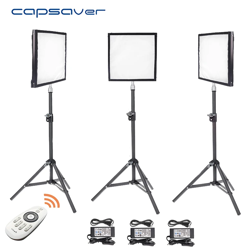 

capsaver FL-3030 LED Video Light 3 in 1 Kit Flexible Photography Lighting Panel with Tripod Remote Control 30*30cm CRI 90 5600K
