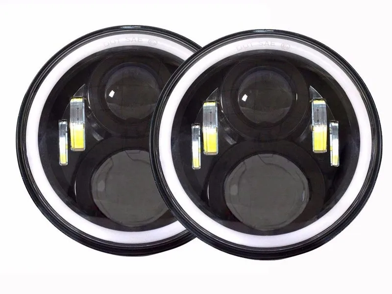 7 Inch Round Headlight 50w High Low Beam with Amber Signal White DRL Halo for 1997-2016 Jeep Wrangler JK TJ YJ Fj Cruiser (