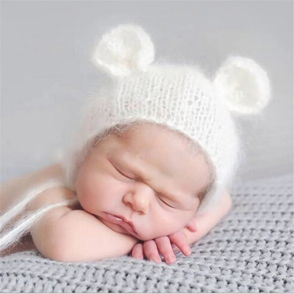 Милый реквизит для фотосъемки новорожденных, детская шапка ручной работы, шапка в форме мохера для новорожденных, аксессуары для фотосъемки, Прямая поставка