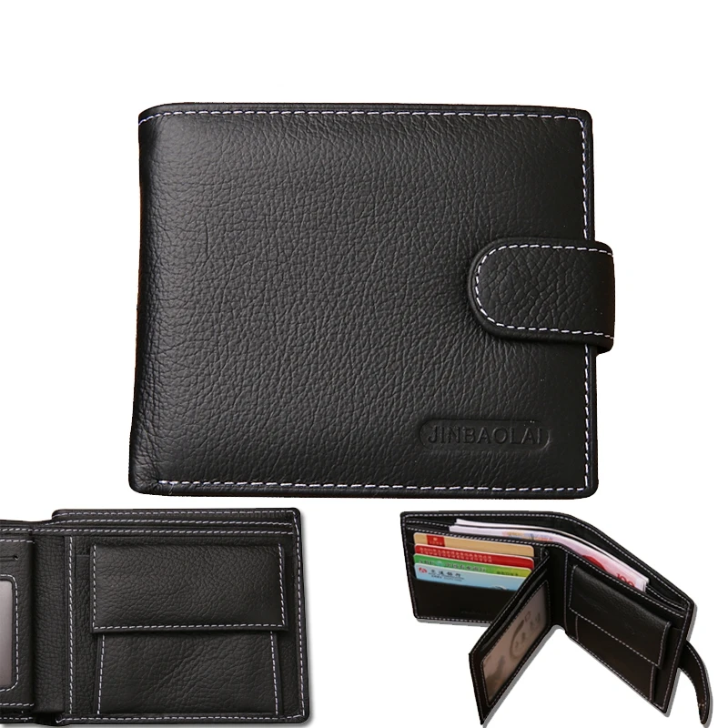 

2016 news Business Men's Wallets Solid  Genuine Leather men Wallet Portable Cash Purses Casual Standard Wallets Male Clutch Bags
