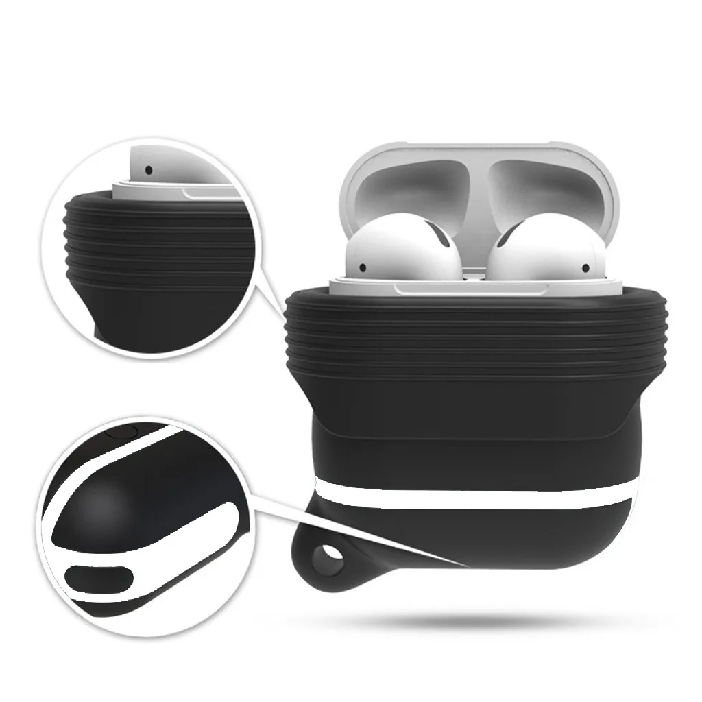 Waterproof For AirPods Silicone Case Cover Protective Silicone Anti-lost Protective Cover Skin Case For Apple Air Pods