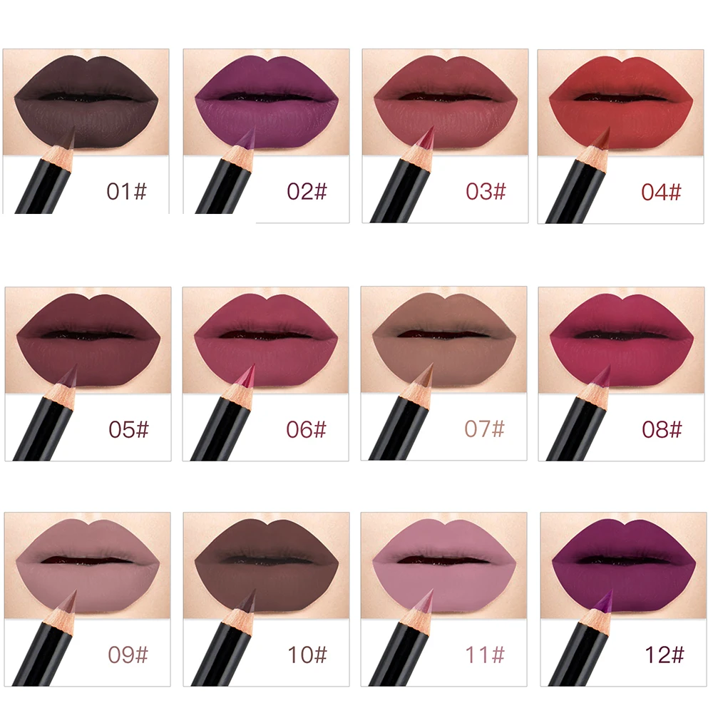 1 шт. водостойкий матовый карандаш для губ 12 цветов|lip liner|lip liner lipstickmakeup lip pencils |
