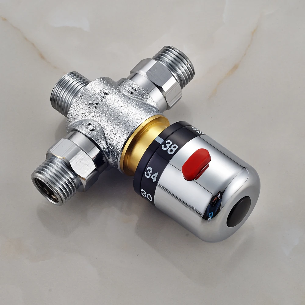 Free Shipping Thermostatic Chrome Finish Soild Brass Shower Faucet