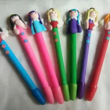 10 шт./партия Высокое качество Полимерная глина подарочная ручка, мягкая глина угол шариковая ручка, новинка персонаж ручка