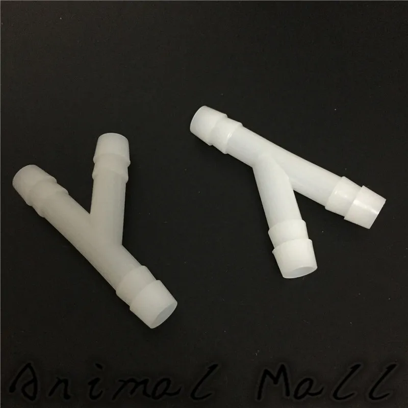 12 pcs Y Tee High quality plastic pipe Rabbit chicken Bird Drinking Interface 9.5-10 mm White Cage Plastic tube