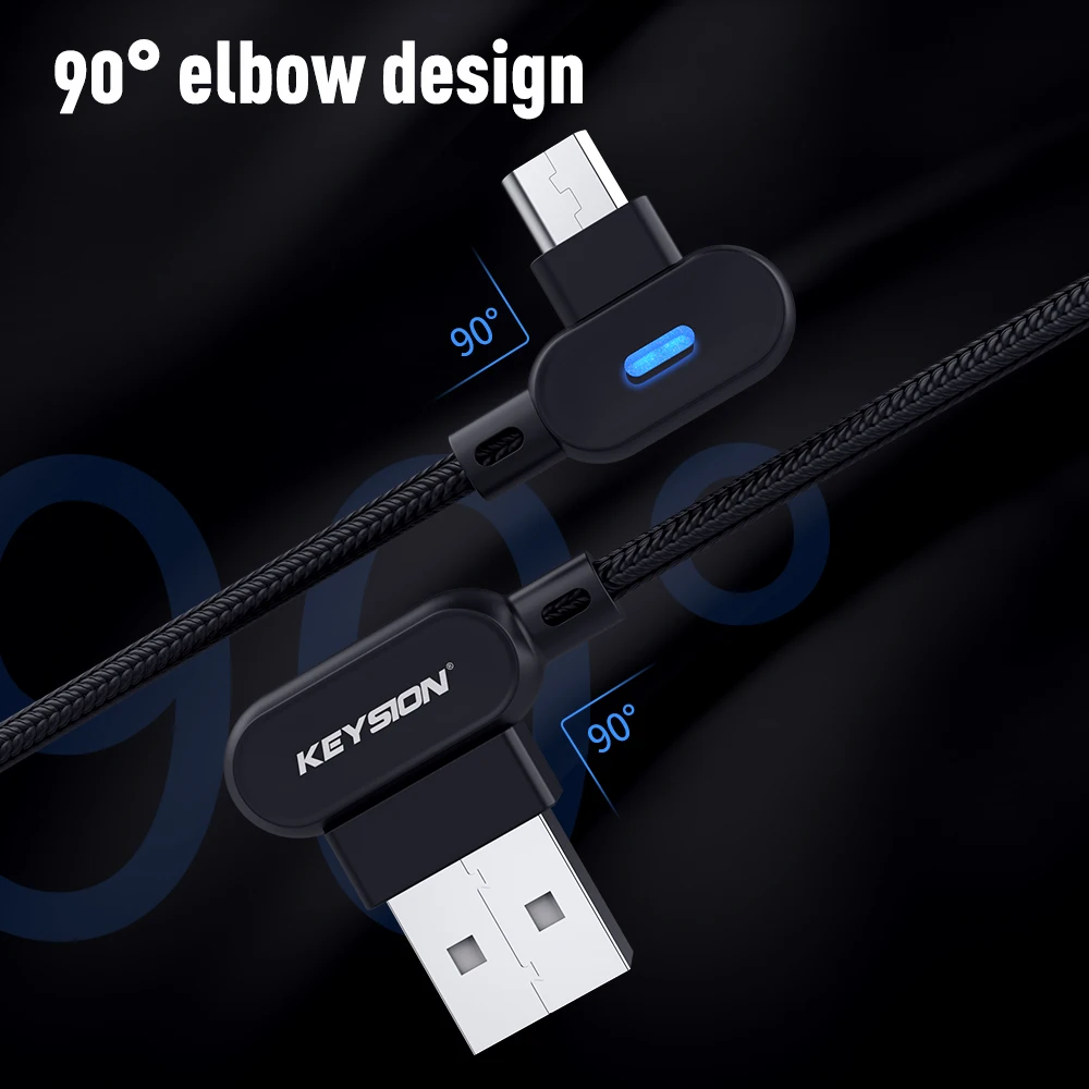 KEYSION l-тип Micro USB кабель для Xiaomi Redmi Note 5 Pro 4 Реверсивный Micro USB кабель для зарядки и передачи данных для мобильного телефона samsung S7