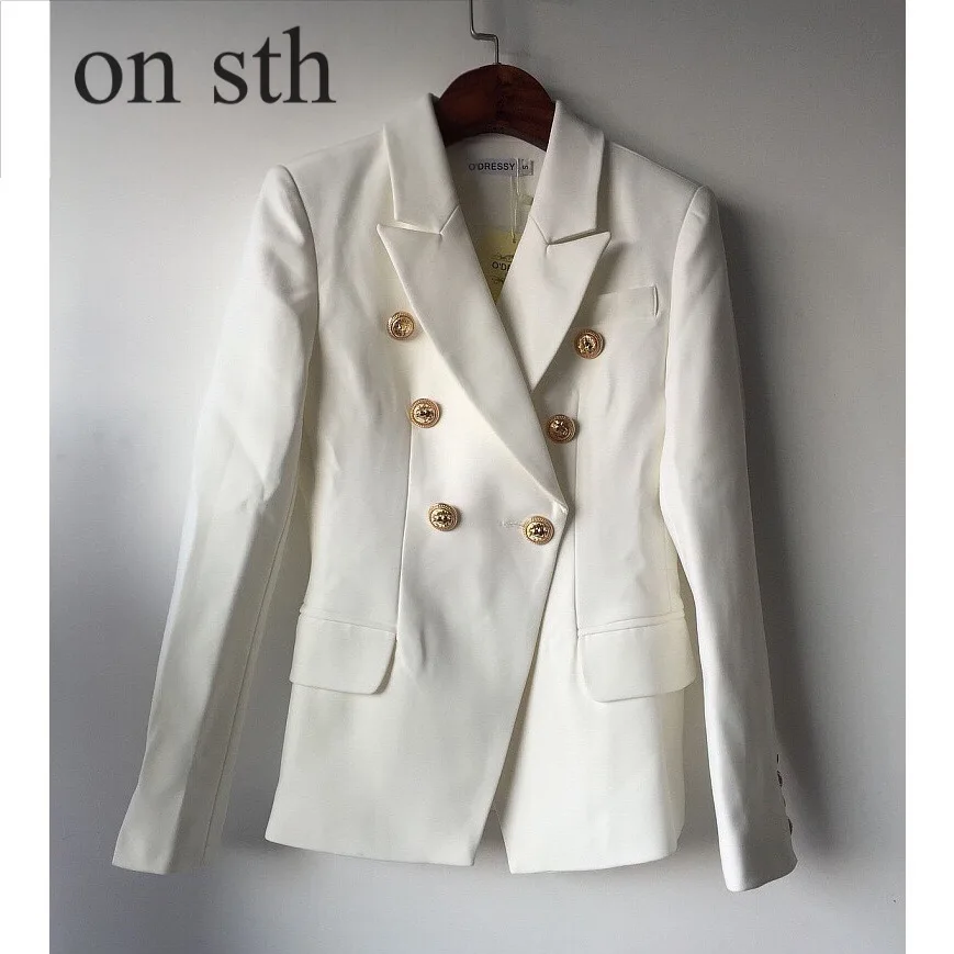 

2019 New Women Goods Star Coat Metal Lion Head Button Double Breasted Little Suit Fashionable Temperament Stitching Black