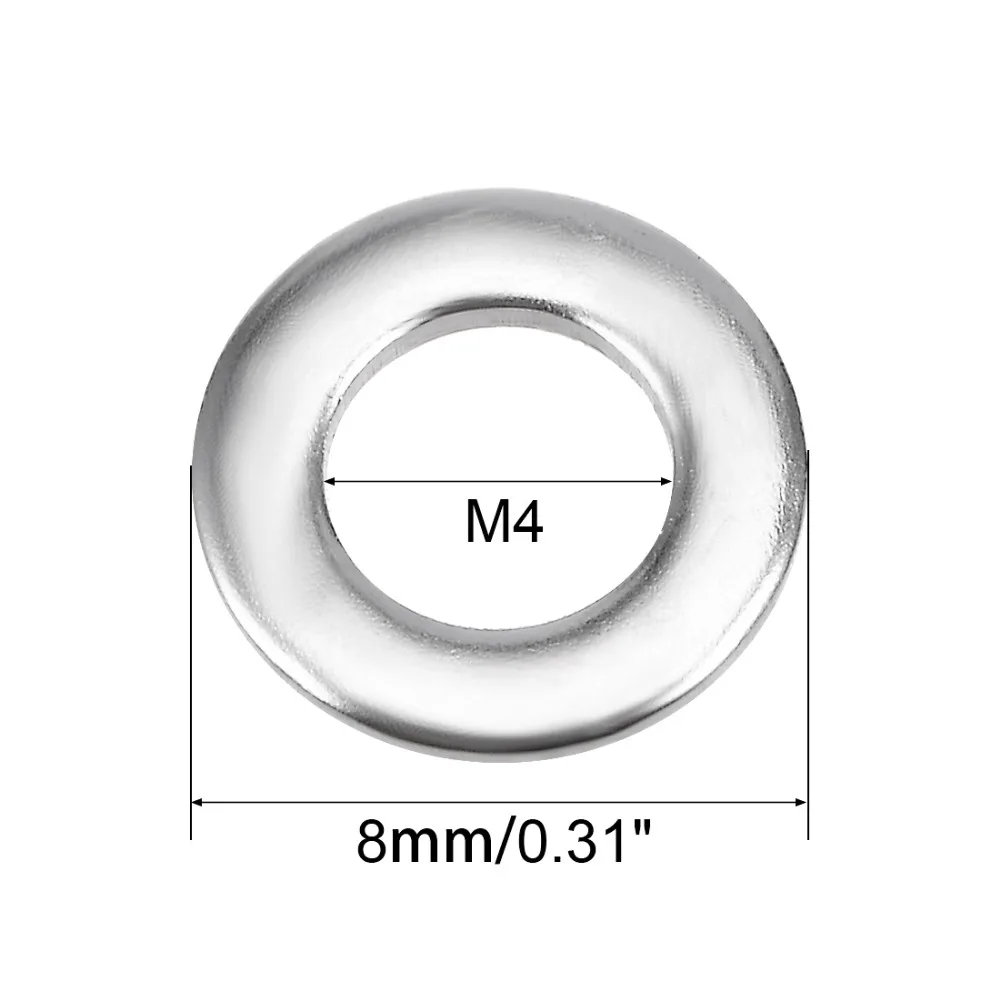 Uxcell 4x8x0,8/4x9x0,8/7x4x0,8 мм 304 Нержавеющая стальные плоские шайбы для болт вашей машины мебель или другие вещи 200 шт