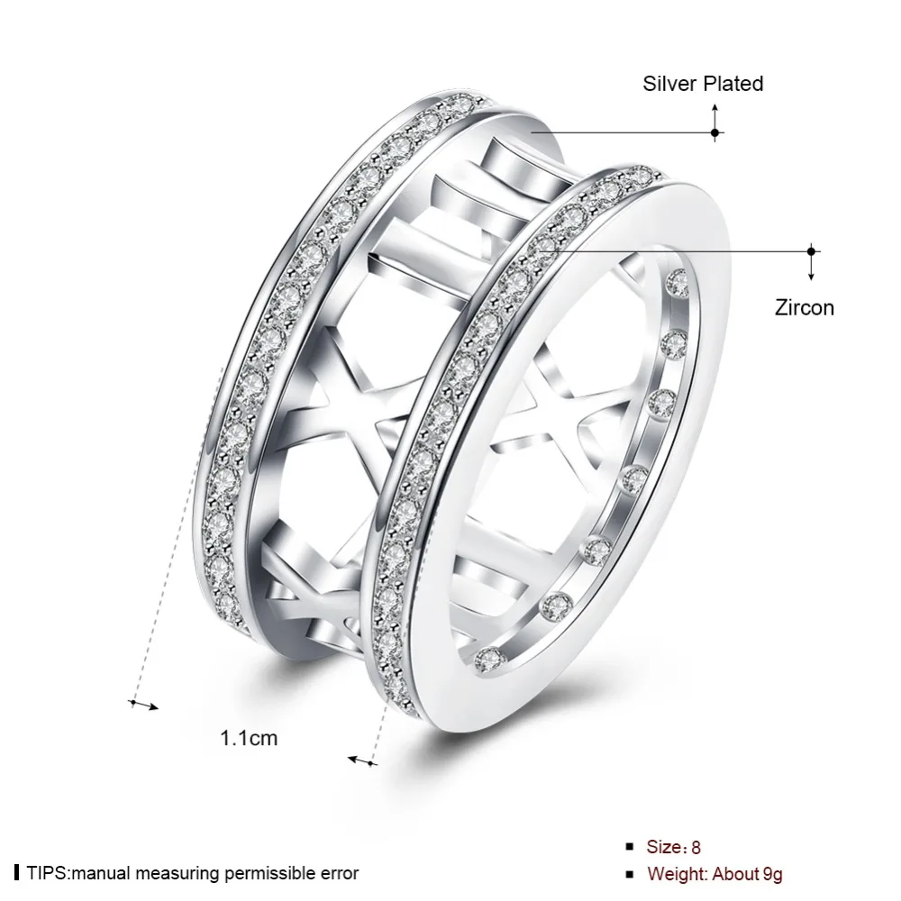 Personality Roma Rings 925 Sterling Silver Round Cubic Zirconia Stone Rings For Women Wedding Jewelry Gift