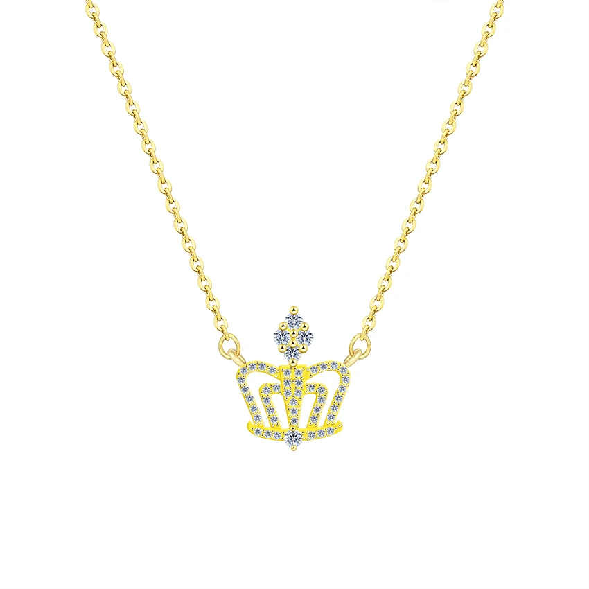 

Shiny Queen King Crown Necklace Clavicle Chain CZ Princess Crown Choker Pendant Women Crystal Jewelry Engagement Wedding Gifts