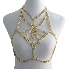 Wholesale Sexy Bra Bikini Chain Body Chain Layered Neckace Chocker Chain Gold Silver Color Backless Halter Jewelry for Women gorgeous layered geometric body chain for women