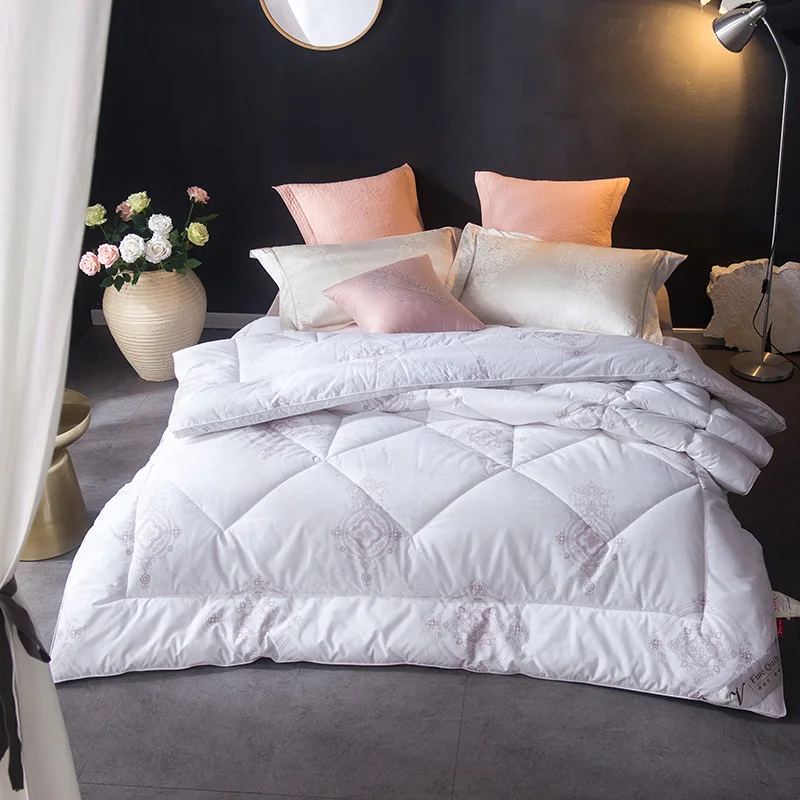 White 100 Cotton Cover Warm Soft Feather Velvet Filling Winter