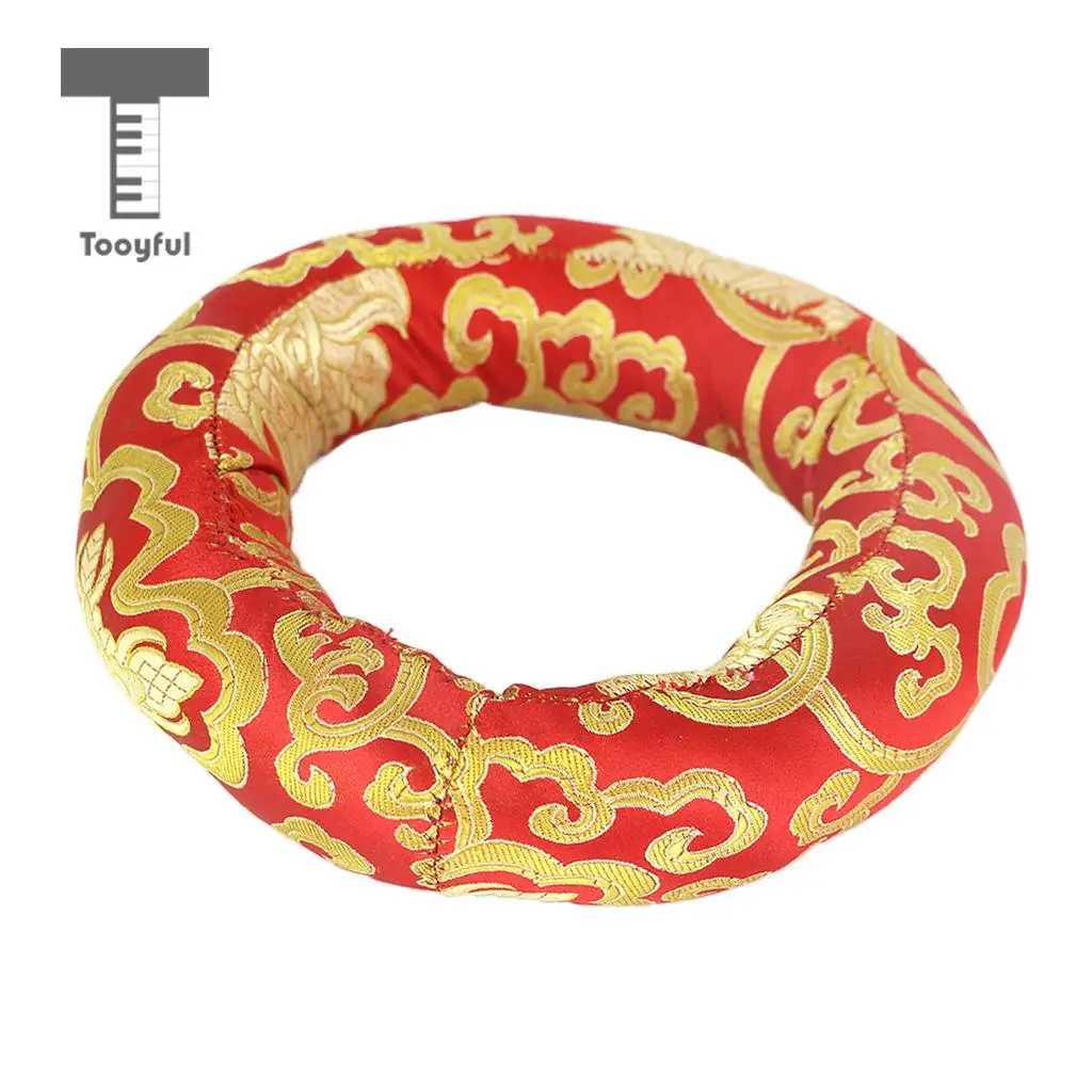 Tooyful Tibetan Handmade Silk Brocade Round Meditation Singing Bowl Cushion Ring Pillow Random Color