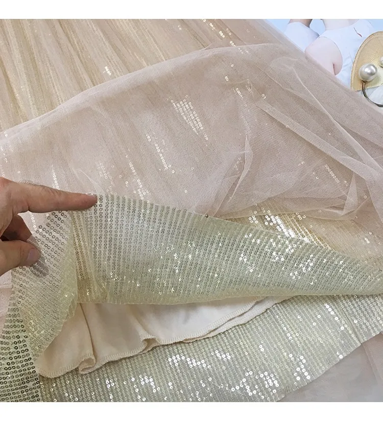 Юбка для девочек, Женская Длинная юбка с высокой талией, сеточная вуаль с блестками, 4 цвета, 8917