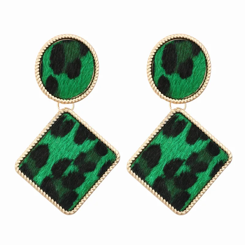 

Seblasy Round Leopard Dangle Earrings For Women Hot Selling Geometric Gold Color Short Chain Pendants Earrings Jewelry