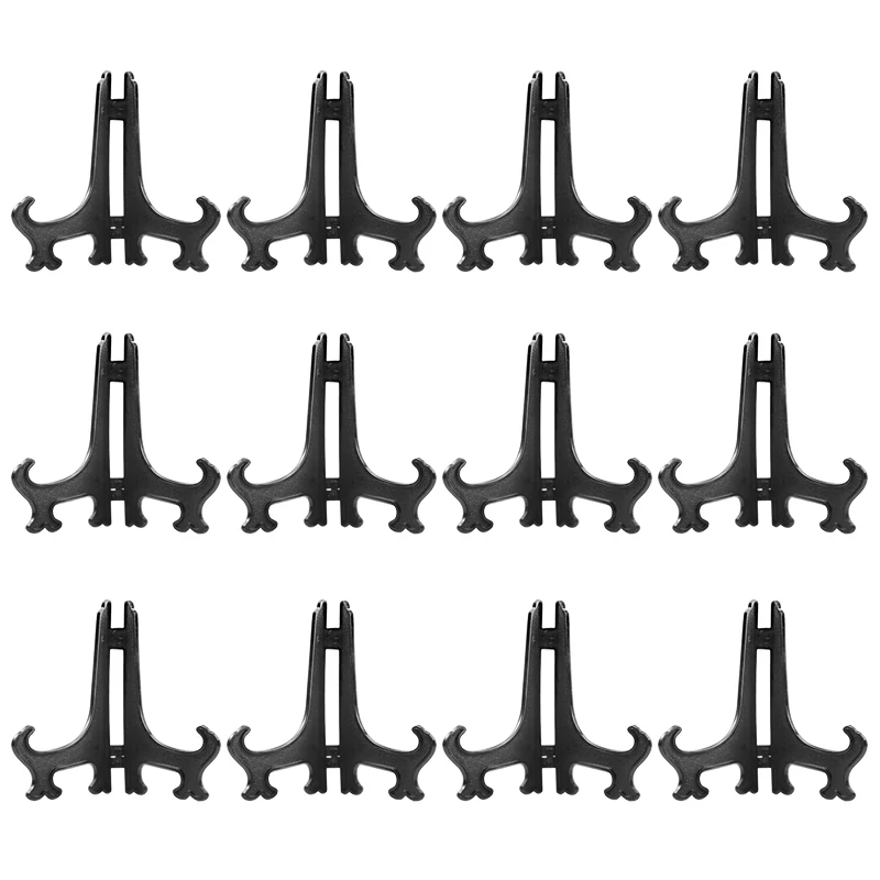 3"-9" 12Pcs Black Plastic Display Stand Easel Plate Holder Picture Photo Art YR 