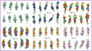 

6 PACK/ LOT WATER DECAL NAIL ART NAIL STICKER LARGE FLOWER VINE YB043-048