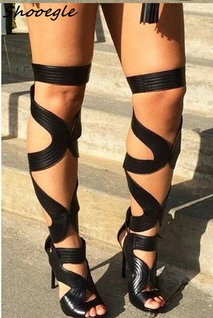 thigh high strappy sandals