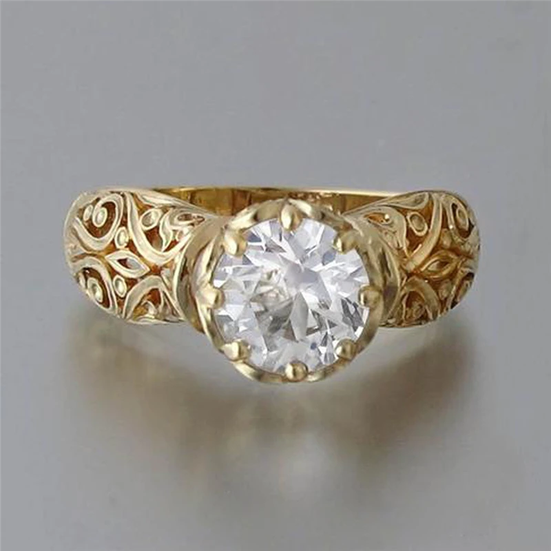 Durchbrochener Solitärring Vintage-Ring Vintage-Schmuck Größe: 10