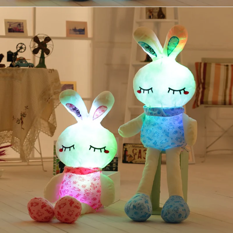 75 см высота Творческий светильник светодиодный кролик мягкие животные плюшевые игрушки красочные светящиеся Рождественский подарок для детей