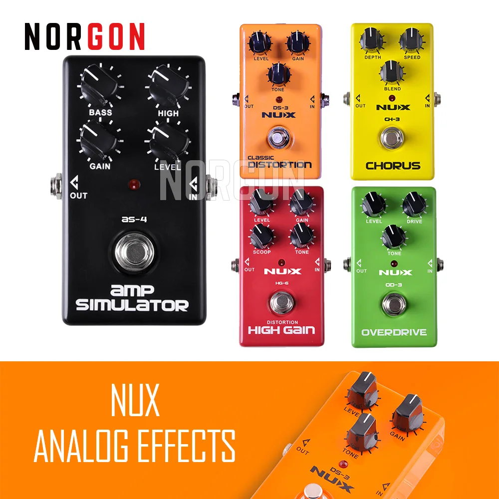 

NUX Guitar Effects Pedal Dynamic Analog Delay Distortion Overdrive High Gain Chorus Amp Simulation DS-3 HG-6 OD-3 AS-4 AD-3 CH3