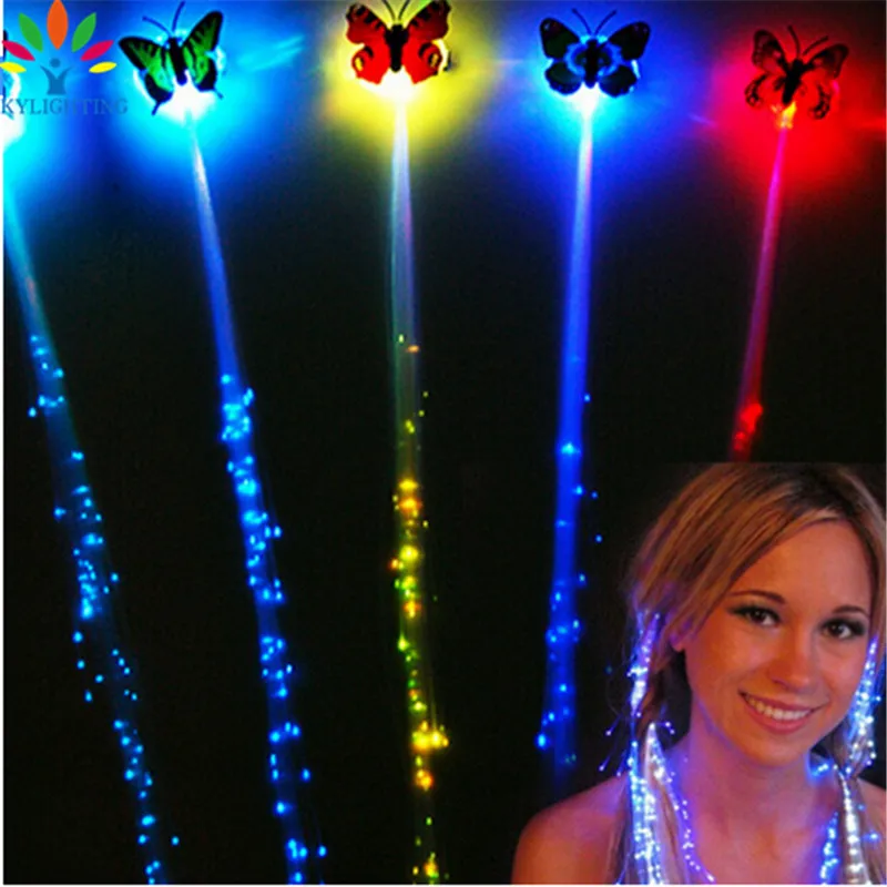 

5 PCS NEW Sale Colorful Luminous Butterfly Flash Hair Braid LED Flashing Hair Clips Hairpin Party Decoration Glowing Hair Clip
