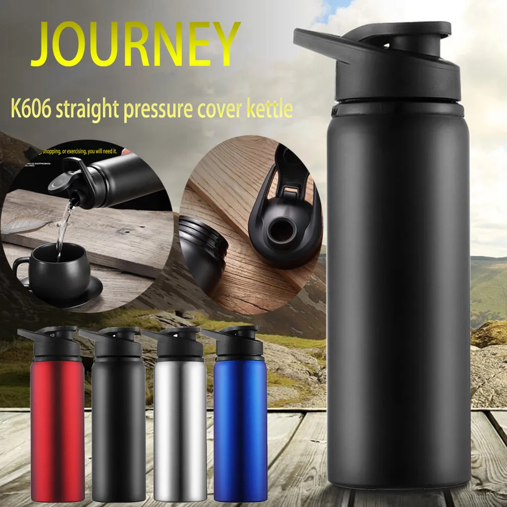 Portable Stainless Steel Sports Bottle Straight Drink Bicycle Travel Cold Kettle