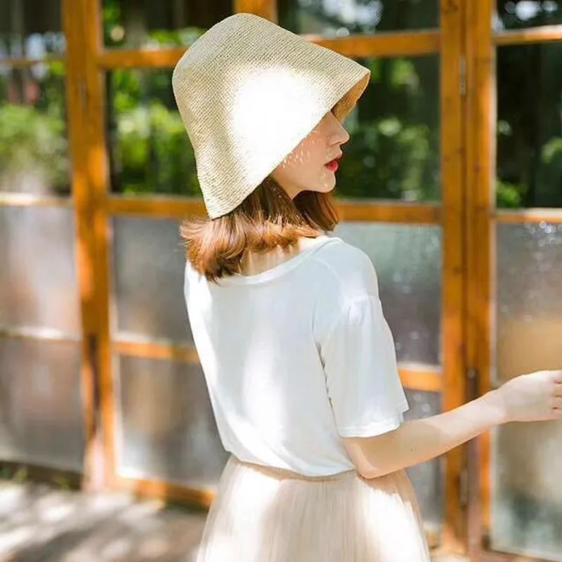 [BXX] Новая женская летняя соломенная шляпа винтажная соломенная шляпа ручной работы летняя Солнцезащитная шляпа женские шапки для рыбака HE348