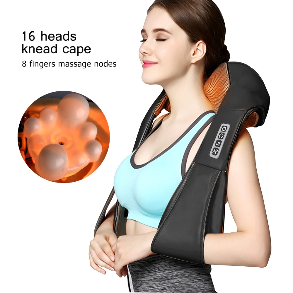 Массажер для спины, шеи, плеч, u-образный электрический автомобиль шиацу, домашний, двойное использование, инфракрасная терапия разминания боли, массаж тела