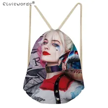 ELVISWORDS Casual Girls Small Drawstring Backpack Harley Quinn Joker Pattern Kids Mochila Drawstring Bags for Boys School Bags