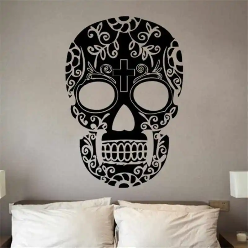 

Halloween Skeleton pattern Wall Stickers Art Removable Background Decorated Home Vinyl Window Wall Stickers Decal Decor Safe for