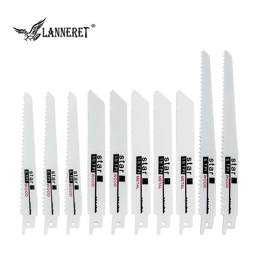  LANNERET Electric Reciprocating Saw Blade Set/Multi Cutting Jig Saw Blades for Metal Wood Cutter 10