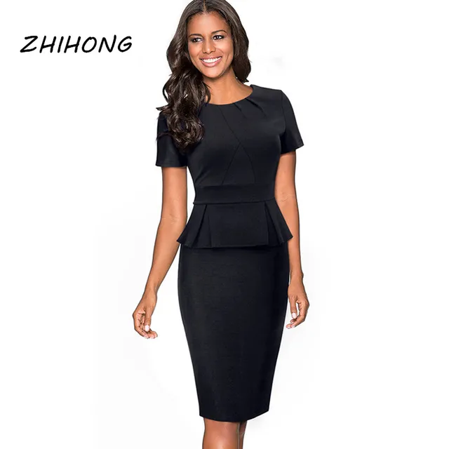 2018 spring and summer women professional dress short sleeves slim how to dress for an interview women
