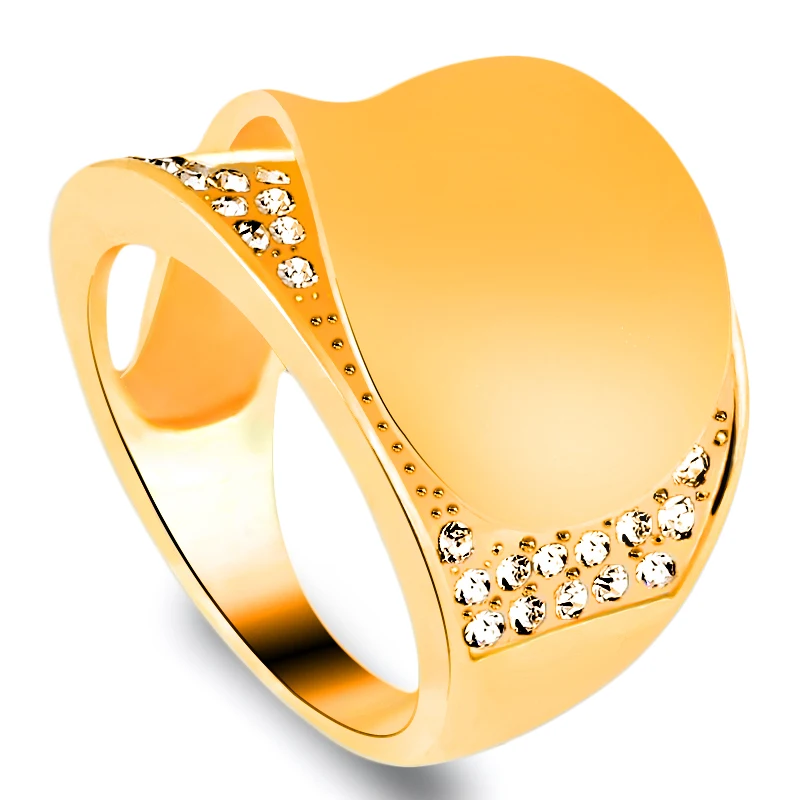 Charms Gold Wide Big Rings Crystal Thumb Ring For Women Finger