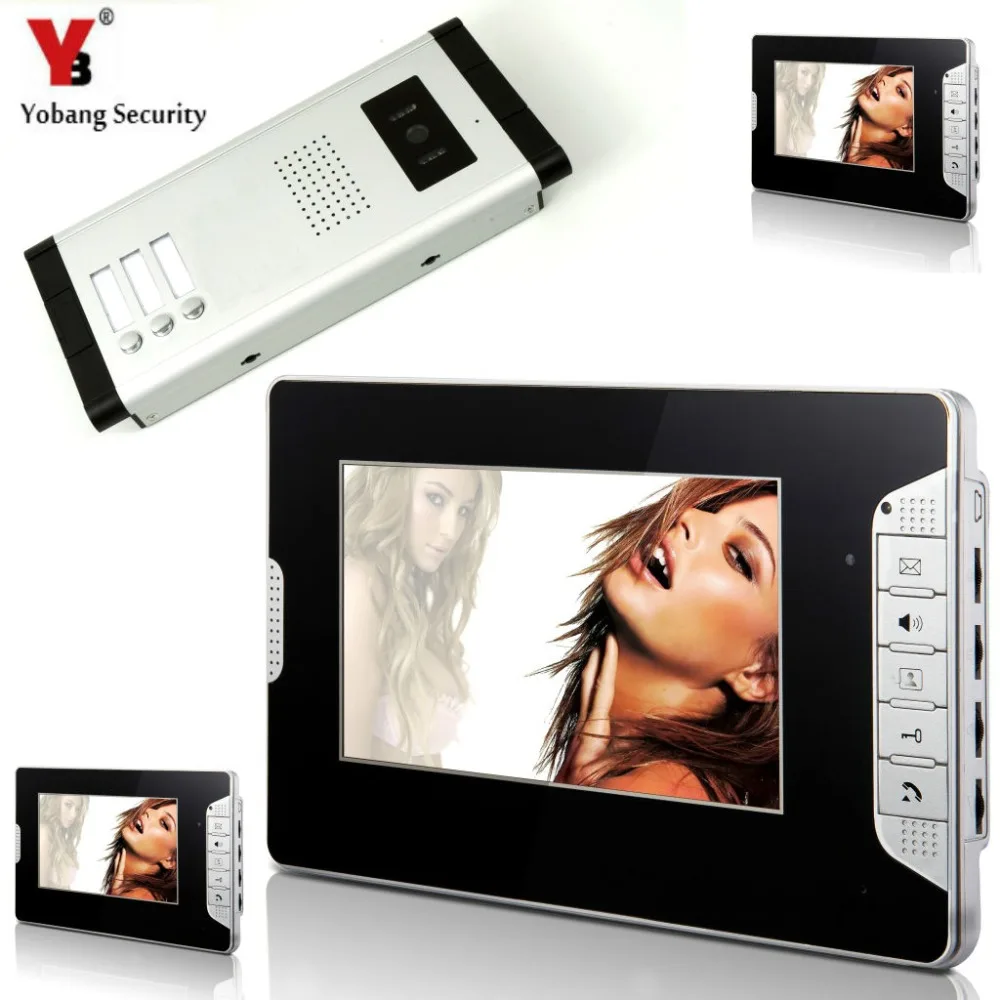 

YobangSecurity 3 Units Apartment Intercom Wired 7" Video Door Phone Video Door Entry System Intercom Doorbell Home Security Kit