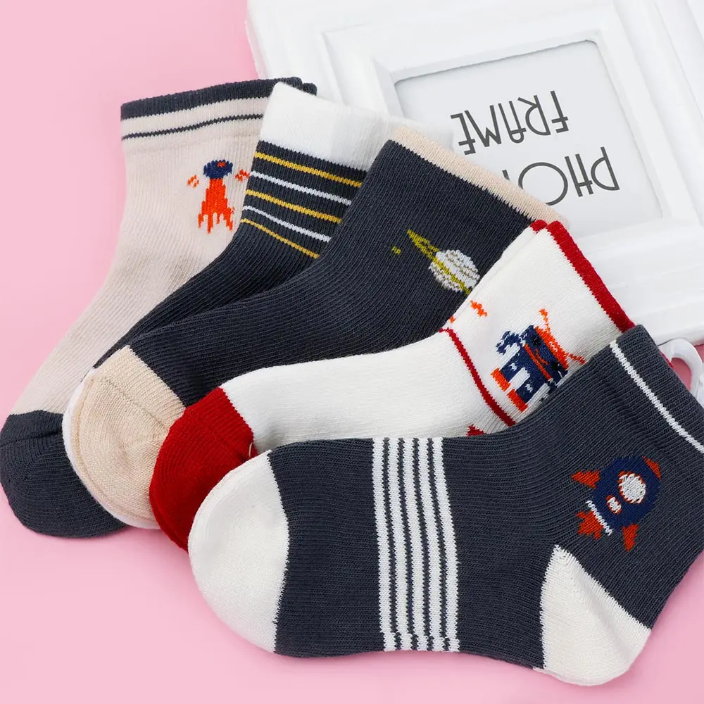 5 пар/компл. Для детей натуральный хлопок теплые милые Мультяшные носки противоскользящие хлопковые носки для детей Повседневное носки