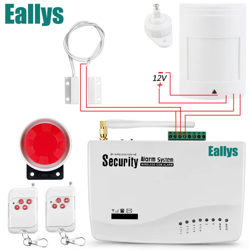 GSM сигнализация для домашней системы безопасности с проводным PIR/дверной датчик Одиночная антенна охранная сигнализация