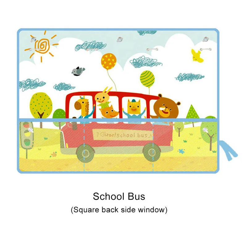 Мультяшное универсальное боковое окно автомобиля занавеска от солнца летняя Блокировка регулируемая детская Солнцезащитная тени солнечная сетка для хранения - Цвет: School Bus