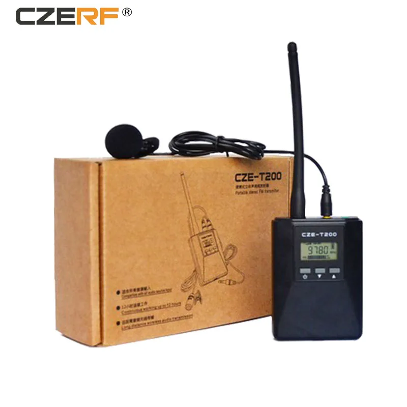 

CZE-T200 0.2w Protable Stereo PLL wireless Broadcast fm transmitter kits 76-108MHz Adjustable