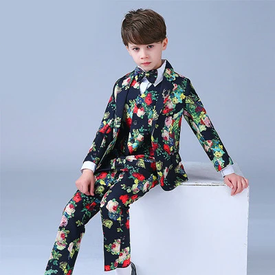 7 предметов, костюмы с блейзером для мальчиков на свадьбу, Детский костюм: пиджак+ жилет+ штаны Enfant Garcon, детский деловой блейзер - Цвет: Черный