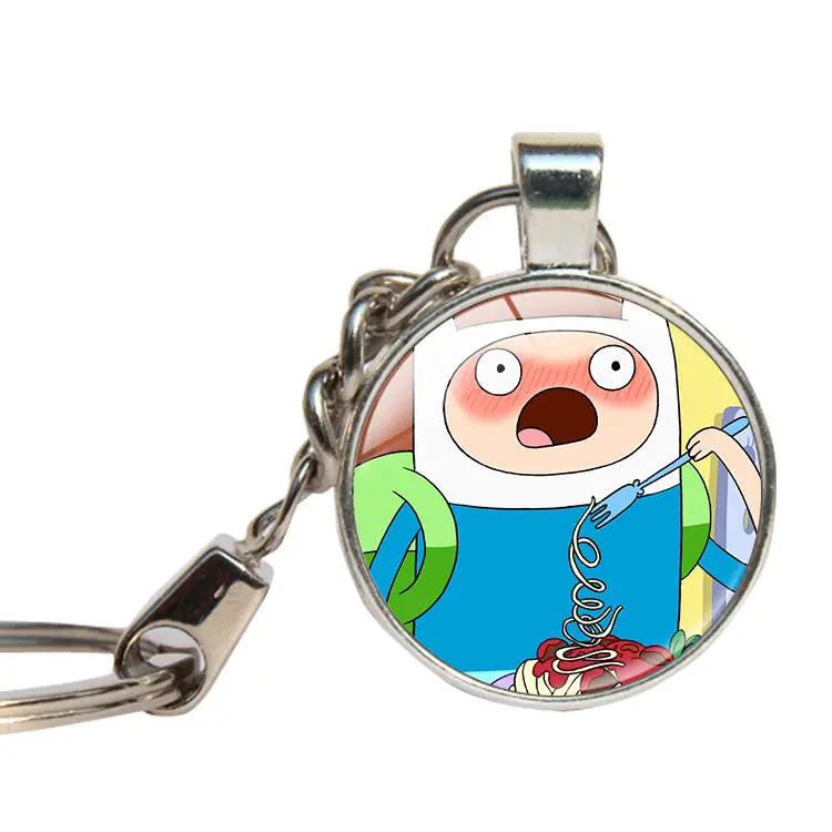 Adventure Time With Finn And Jake брелок со стеклянным кабошоном мультфильм на брелки стеклянный купол для ключа кольцо ювелирные изделия кулон брелок для ключей - Цвет: As Shown